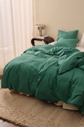 &Home - Påslakanset Heaven i bomull, 2 delar - Grön - Påslakanset - 150X210 - Från Homeroom