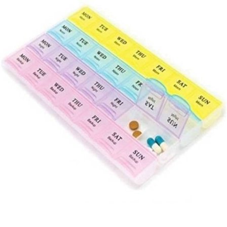 TG Romslig Medisinsk Dosett - (Ukesdosett) (28 rom) Flerfarget