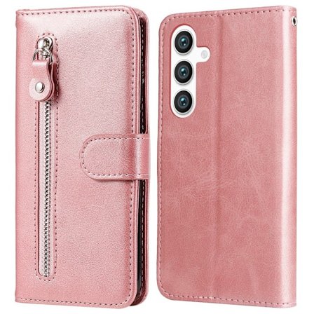 SKALO Samsung S25 Klassisk lynlås Flip Cover - Pink