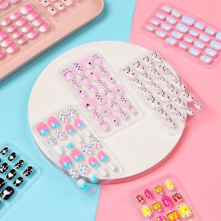 Barn falske negler trykk på neglespissene bærbare kunstige avtakbare