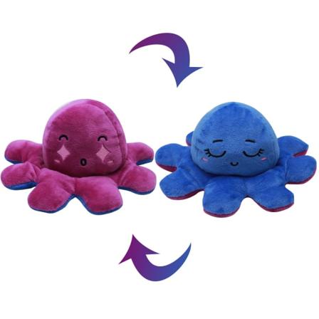 Mub - Uttrycksfull bläckfiskdocka, vändbar bläckfisk, dubbelsidig docka, bläckfiskplyschdocka Purple to blue