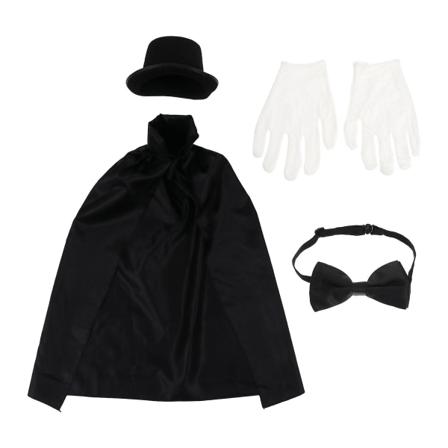 5 stk. Børne Kostume Sæt Børne Performance Kostume Kappe Hat Sløjfe Handsker Sæt Unisex Tryllekunstner SætM M