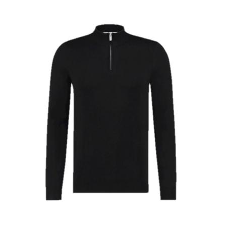 PureWhite, Essential Sweater Half Zip Zwart, Heren, Maat:M