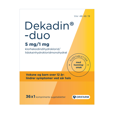 Dekadin-duo Sugetabletter 5mg/1mg honning, 36 stk.