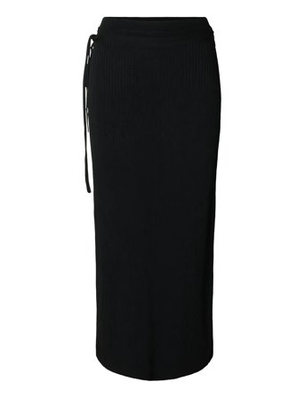 Slfcarly Mw Knit Ankle Skirt Black Selected