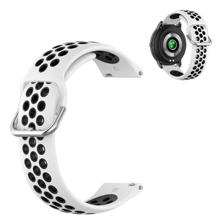 22mm Universal dual color sport silicone watch band - White / Black