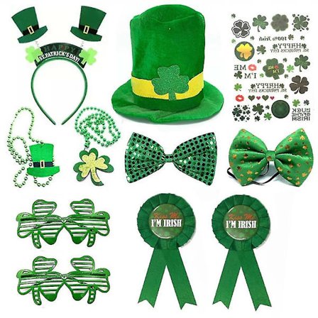 St. Patrick's Day Party Grön kostym Fancy Dress Up Accessoar