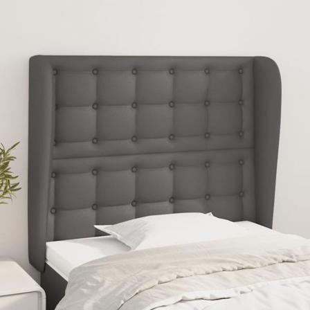 Vidaxl Huvudgavel Med Kanter Grå 93x23x118/128 Cm Konstläder Grå