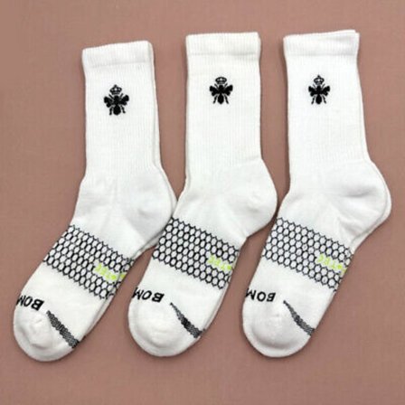 Bombas Men's All-Purpose Performance Calf Socks white Size M bee better 3 pairs