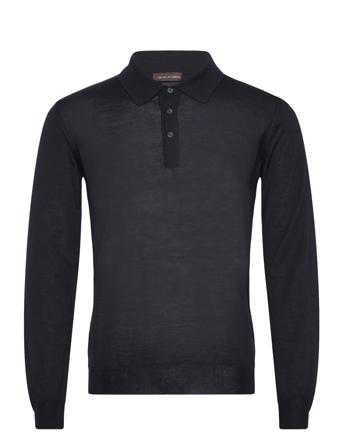Melvin Poloshirt Tops Knitwear Long Sleeve Knitted Polos Navy Oscar Jacobson