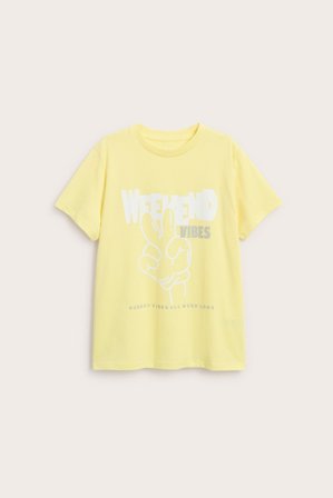 Kappahl | T-shirt med tryck Gul 134/140 | Gul