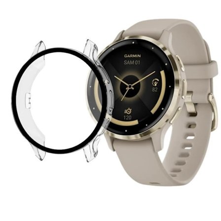 Suojaus yhteensopiva Garmin Venu 3S 41mm - Kova kuori älykellolle läpinäkyvässä kotelossa, karkaistu lasi Phonillico