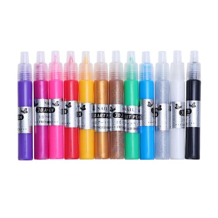 TINKSKY 12 Farger UV Gel Akryl Tupper 3D Neglekunst DIY Maleri Polish Penn Sett[HK]