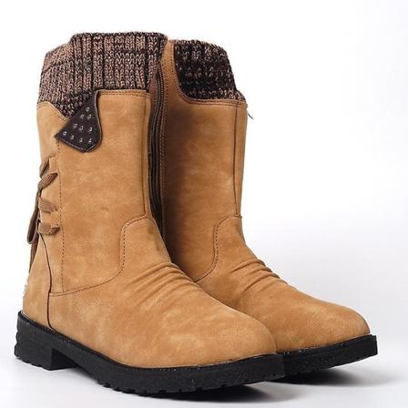 Kvinnor Vinter Mid-kalf Boots Dam Mode Zip Halkfria snöstövlar khaki 42