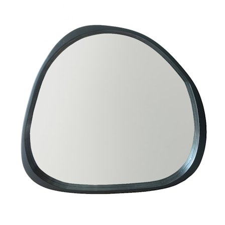 Sort mat vægspejl, 77x71 cm, træramme