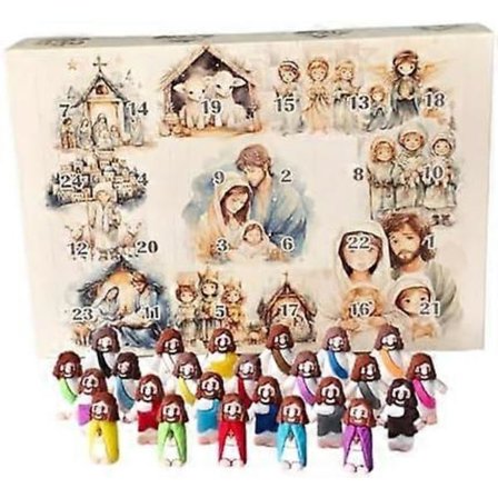 2025 Jesus Adventskalender 24 Mini Figurer Jesus Statuer for Barn Julegave