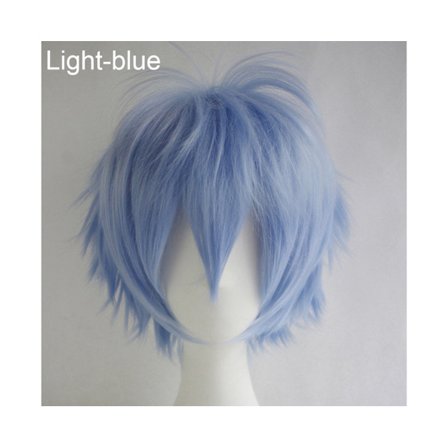 Miesten Naisten Monivärinen Lyhyt Suora Peruukki Anime-juhliin Cosplayhin - Vaaleansininen