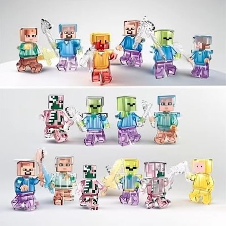 Minecraft Minifigurer Set 16 Kristallfigurer Minifigurer Barnpresent 16 Delar