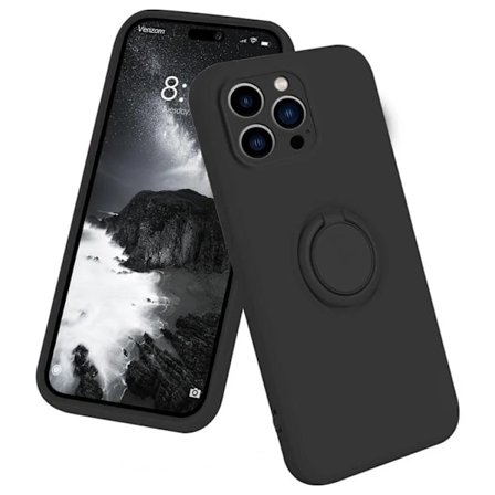 Telefontaske til iPhone 16 Silikone Ring - Sort