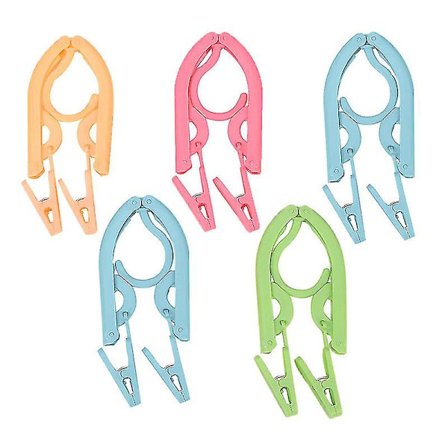 5 stk. Bærbare Foldbare Rejse Bøjler med Klemmer Rejseartikler Skridsikre Letvægts Skjorter Strømper Undertøj Bøjler