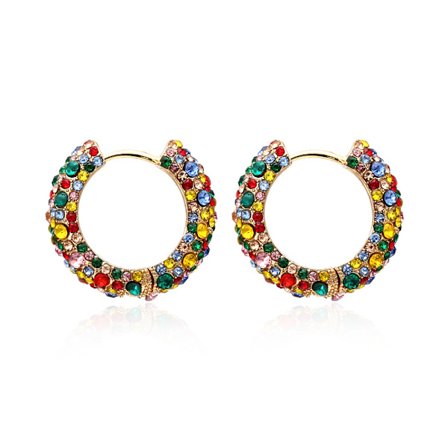 Mångsidiga färgade diamanter örhängen guldpläterade koppar öppna pärlörhängen