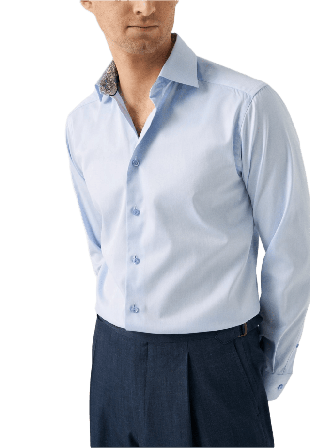 Eton Blommig Signature Twill-skjorta Slim Fit Skjortor Herr Blå 42