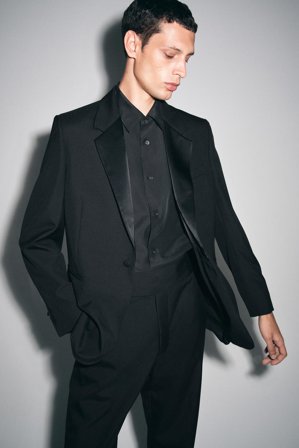 COS Men's Pantalón De Traje De Lana Con Fajín in Negro