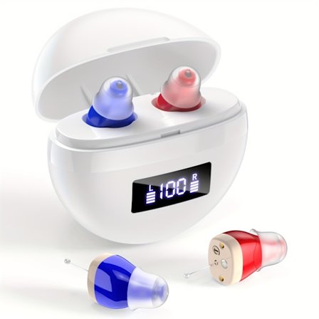 Høreapparater Genopladelige In-Ear Høreapparater til Seniorer Opladningsetui 1 Par