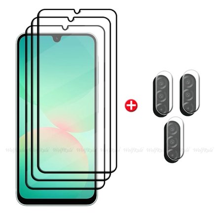 6-i-1 För Samsung Galaxy A26 Glas Samsung A26 Härdat Glas Fulltäckande Lim 9H Skärmskydd Samsung A26 A 26 Linsskydd