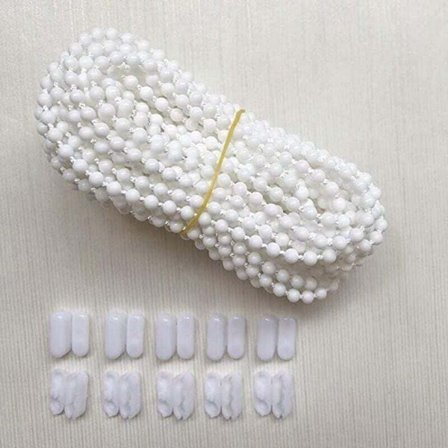 10 meter persiennekæde med 10 konnektorer, snor til vertikale persienner, rullegardiner, reservedele, (hvid),