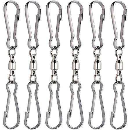 6 stk svingbare dobbelklips, glatte spinn dobbelklips spiral vindspinnerhengere vri hengende kroker(L)