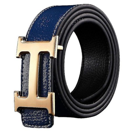 Ny Stil Forretnings Casual Ekte PU Lær H Glatt Spenne Litchi Korn Belte For Menn (FMY)