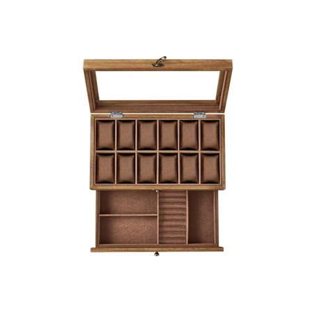 Rootz Watch Box - Organizer - Förvaringsväska - Massivt valnötsträ - 30cm x 20cm x 8cm