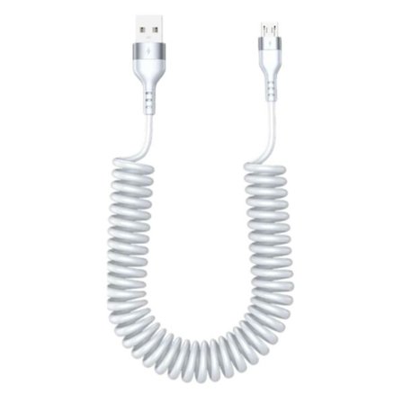 USB A Micro-USB Spiralkabel 3A Snabbladdning 1,5m Vit