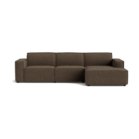 Lyon Chaiselongue-Sofa, rechts, Modesto Braun, großes charmantes Ecksofa mit 304cm Breite, modernes Design für Wohnzimmer, einfarbig