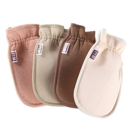 Bath and Bath Gni Dobbeltsidig gni rygg Gjørme Gni Artefakt fortykket svamp badehansker (4 deler, rosa, brun, khaki, beige)