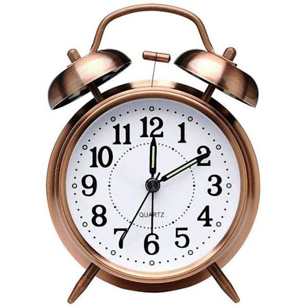Retro analog väckarklocka, dubbelklocka väckarklocka med tyst klocka väckarklocka