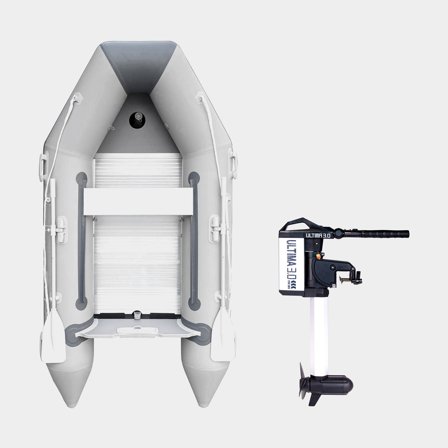 Gummibåt / gummijolle med elmotor RUBB 270 Pro Flex, aluminiumdurk, grå + Haswing Ultima Travel, 3.0 hk, 1030 W, 63 cm rigglängd, med integrerat batte