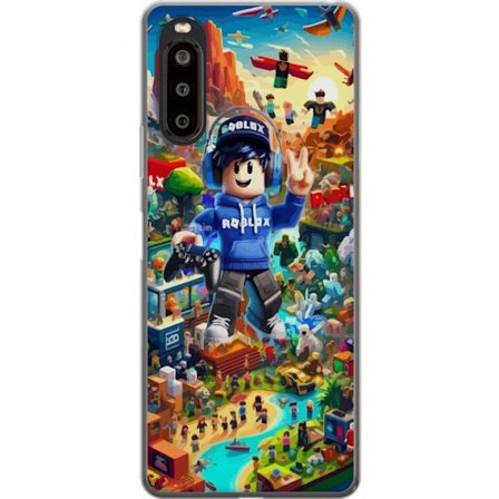 Yhteensopiva Puhelinkuori Sony Sony Xperia 10 II Suuri yksityiskohtainen Roblox-maailma täynnä hahmoja, seikkailuja ja värikkäitä ympäristöjä,