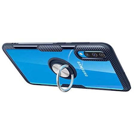 Robust cover med ringholder - Samsung Galaxy A70 Mörkblå