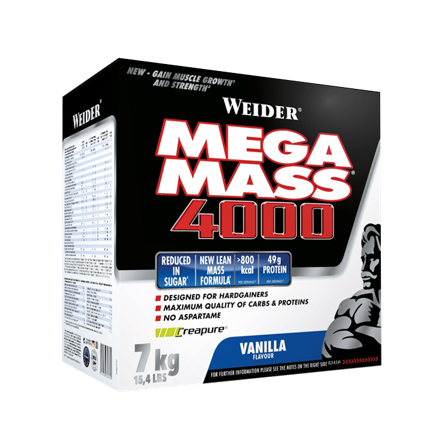 Weight gainer Weider Mega Mass 4000 Gainer 7 kg, Vanilj - Bodyman.dk