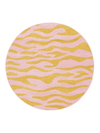 Indoor/Outdoor Rug Washable Small Woodcut - Yellow/Pink Ø 150 Modern Style