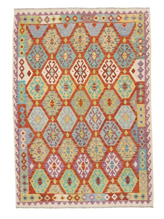 Tejida A Mano Kilim Afghan Old Style Alfombra 206X289 De Lana Naranja/Rojo Oscuro