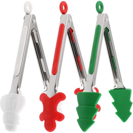 3 kpl 23 cm Jouluruoan Ottimet Silikoni Keittiöpihdit Joulukuusi Lumiukko Piparkakkumies Muotoinen Ruokapihdit Ruoan Tarjoiluun Jääpalat Hedelmät 