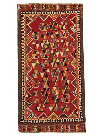 Kelim Vintage Vloerkleed Handgeweven 147X279 Donkerrood/Zwart Perzië/Iran