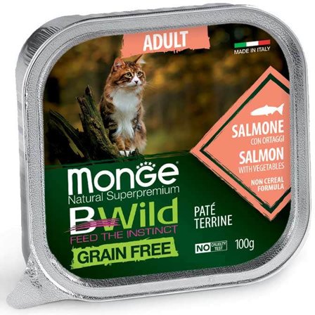 Monge B Wild Grain Free Salmone Con Ortaggi Cibo Umido Per Gatti