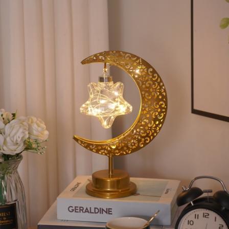 Måne og stjerner-LED jern månelampe kuglelampe stjerne og månelampe ferie dekoration lampe soveværelse bordlampe modellering humørlampe
