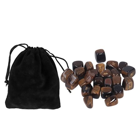 25 stk naturlige runestein med gravert eldre runealfabet, fredelig sinn, bokstaver i krystall for spådom, meditasjon, tigerøye