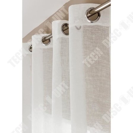 Voilage - TD - 140 x 240 cm - Öglor - Naturlig Effekt - Vit Lin