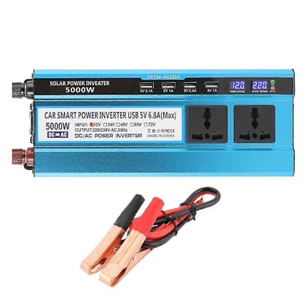 5000W Solcellsbilsomvandlare 4 USB-laddare DC 12V till AC 220V Spänningstransformator Adapter Laddning